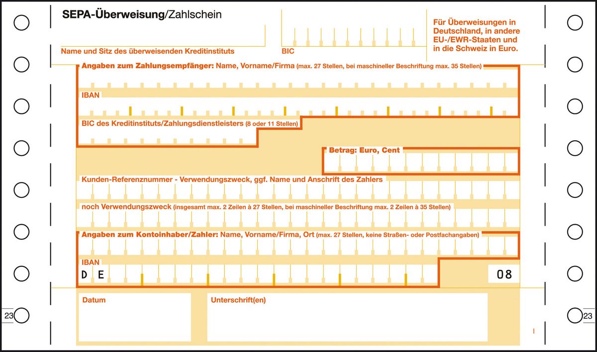 Sepa Berweisung Zahlschein Von Sigel