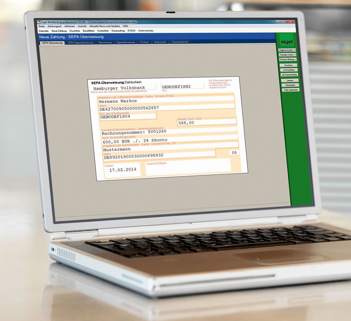 PC-SEPA-Überweisung von Sigel
