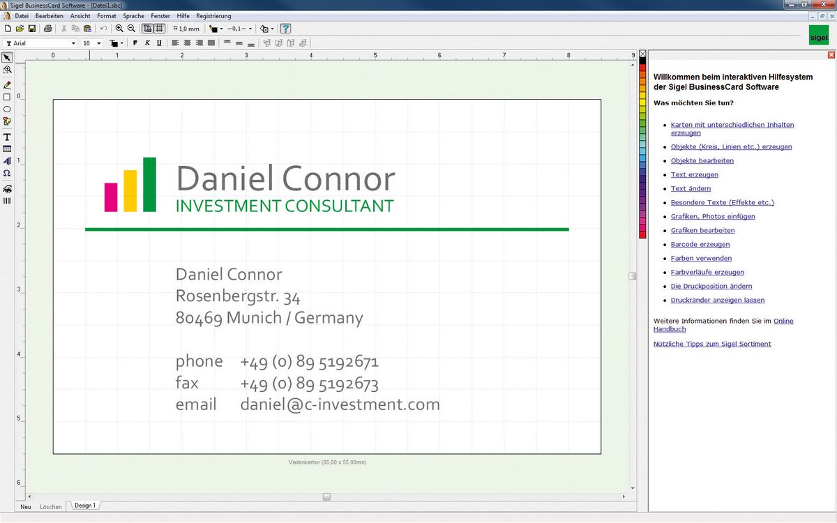 BusinessCard Software, Software for Business Cards by Sigel