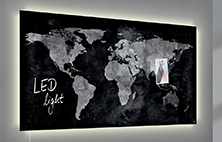 Artverum carte du monde 91 x 46 cm SIGEL GL270 Tableau magnétique en verre noir/gris